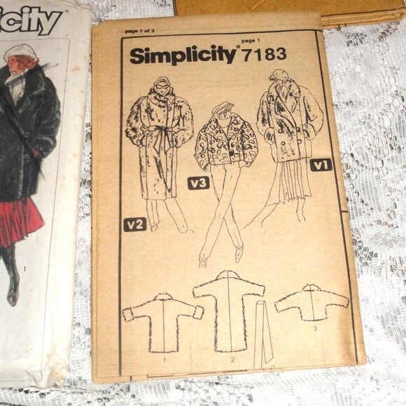 1985 Sewing Pattern Coat Sz Large Vintage Uncut Fur. Faux Fur - Picture 5 of 5